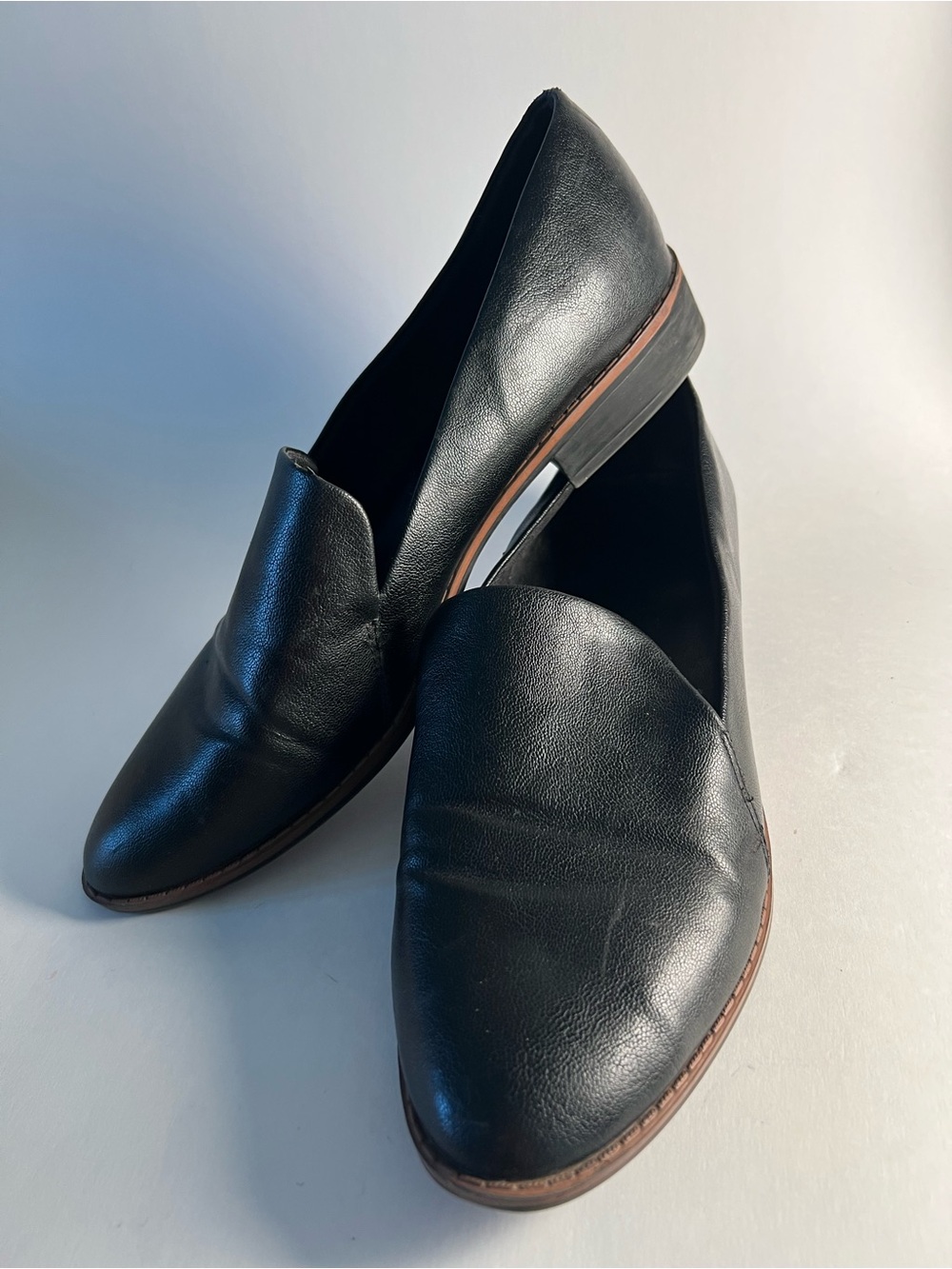 Women’s Indigo Faux Leather Slip-On Loafers with Brown Accented Sole Size 10